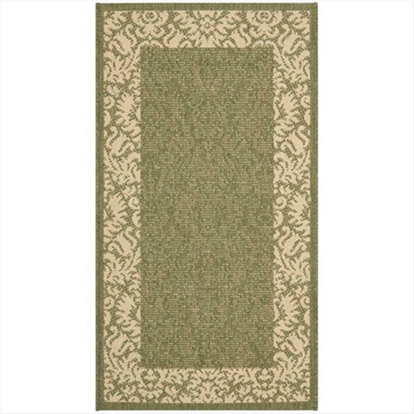 2 Ft. -7 In. X 5 Ft. Small Rectangle Indoor-Outdoor Courtyard- Olive And Natural- Machine Made Rug